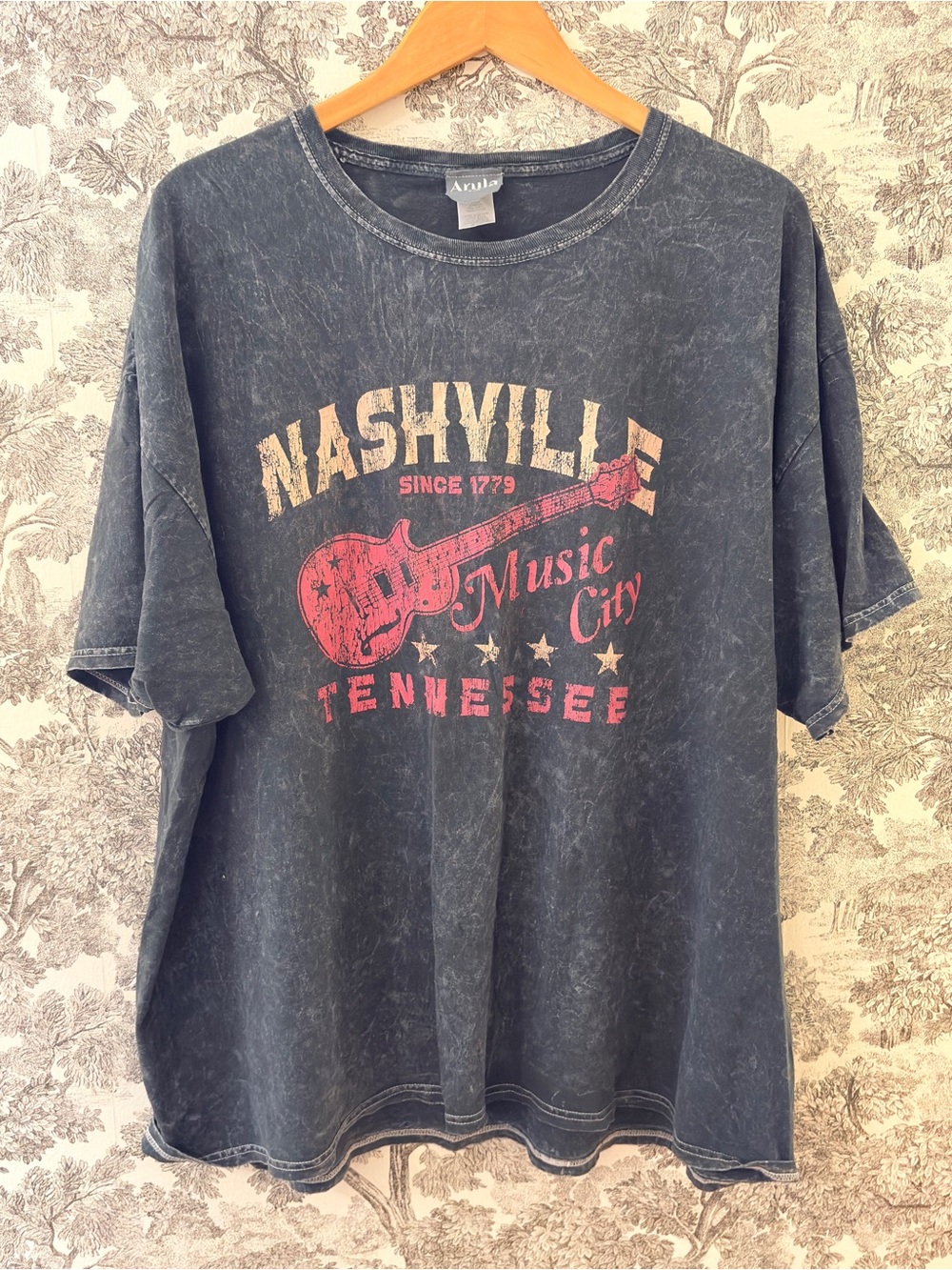 Arula Nashville T Tee Shirt Top Black Grey Pink Music City Tennessee Relaxed X A